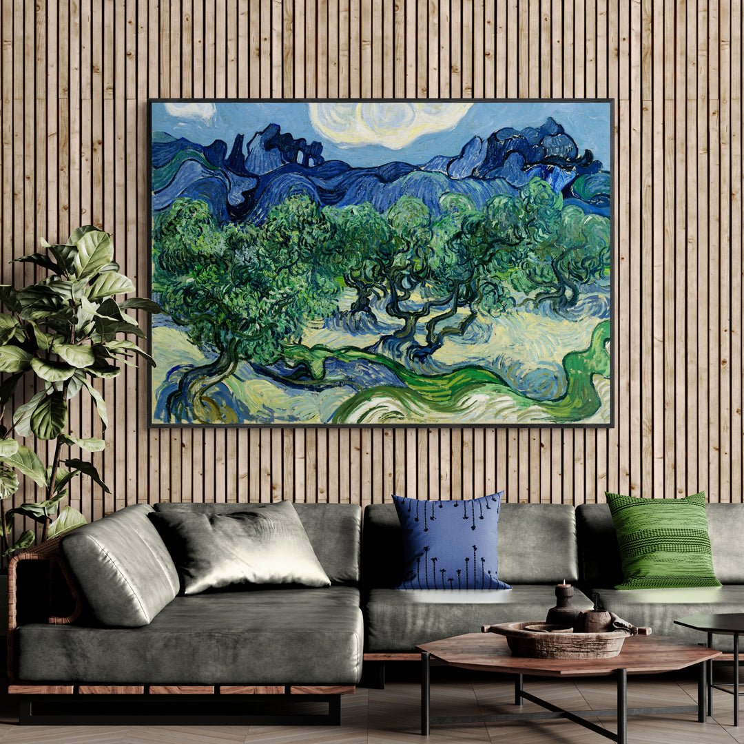 stampa su policotone van gogh ulivi verdi cielo azzurro