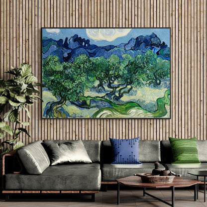 stampa su policotone van gogh ulivi verdi cielo azzurro