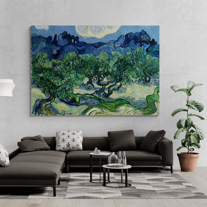 ulivi con le alpilles sullo sfondo van gogh stampa su policotone