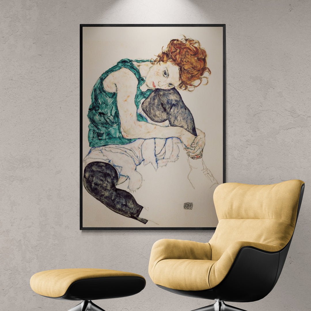 Ragazza seduta con ginocchio piegato Egon Schiele